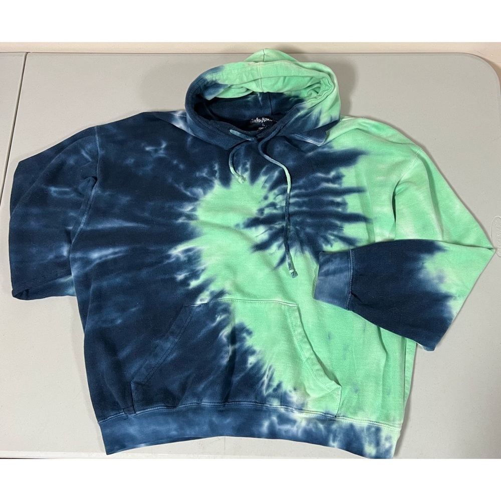 Blue Green Tie Dye Swirl Pullover Hoodie Sweatshirt Sweater Size L 🧿💚💙 ✨